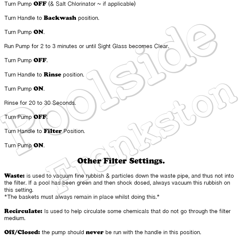 Backwashing Instructions For Sand Filter Pool and Spa